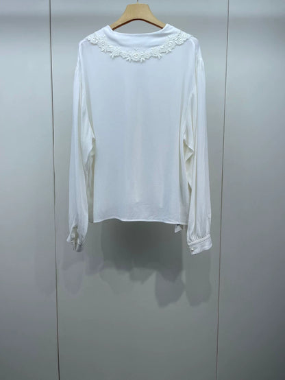 White Lace Trim Shirt