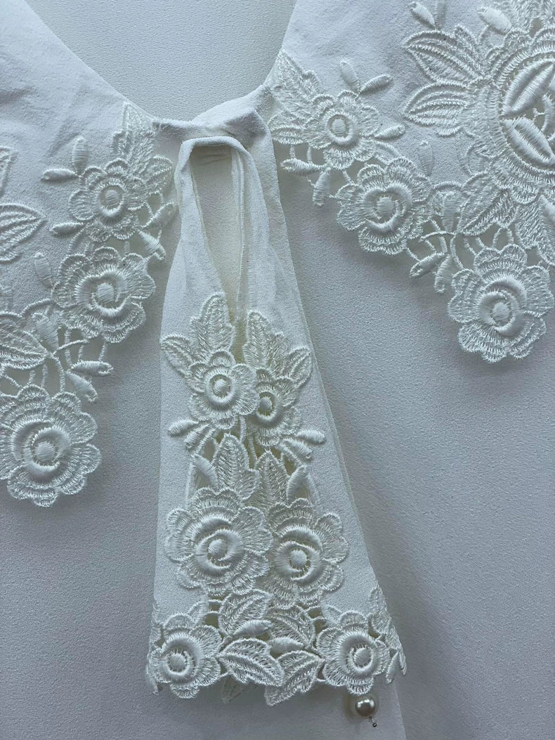 White Lace Trim Shirt