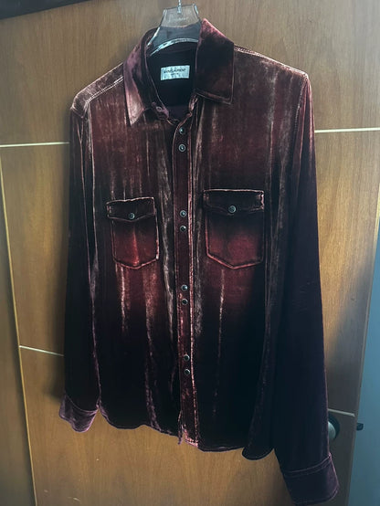 Saint Laurent Red Velvet Western Shirt