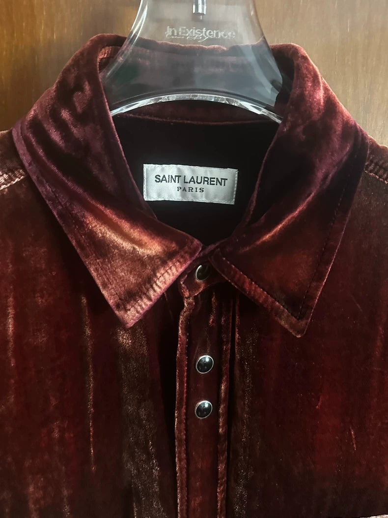 Saint Laurent Red Velvet Western Shirt
