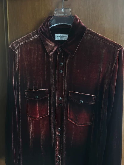 Saint Laurent Red Velvet Western Shirt