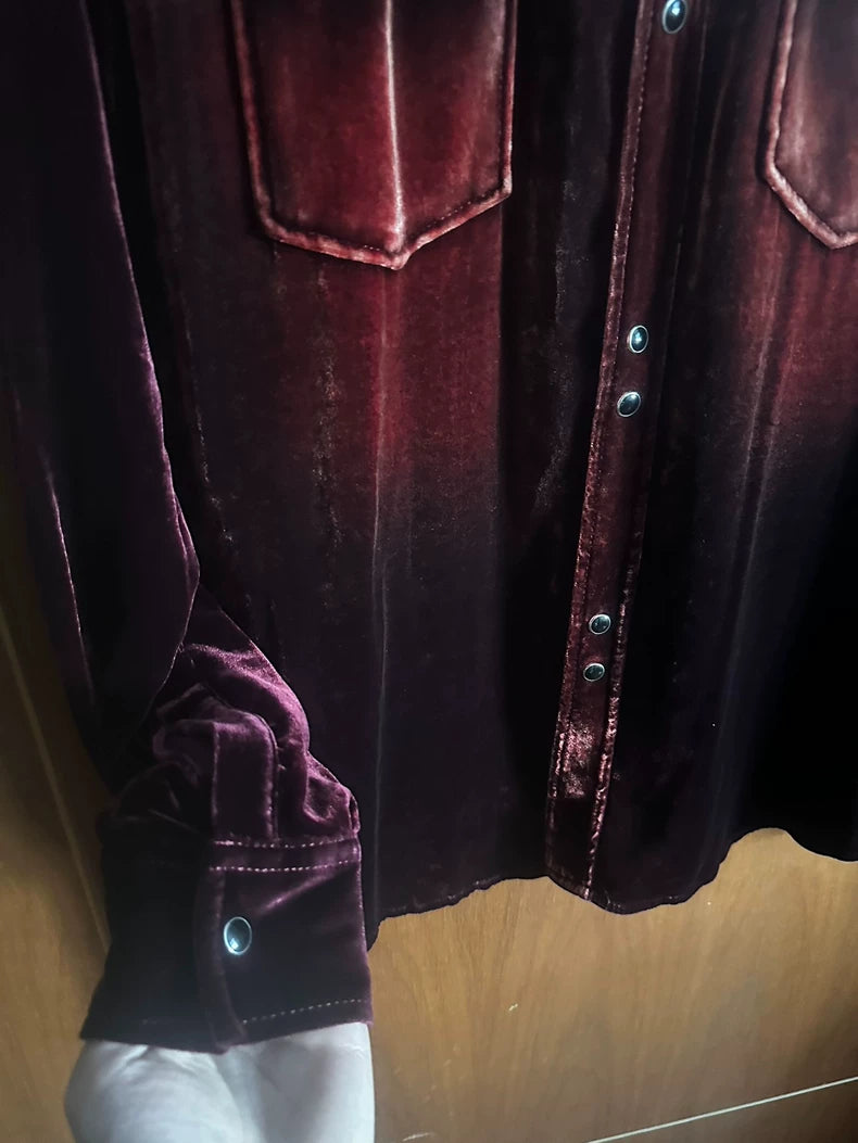 Saint Laurent Red Velvet Western Shirt