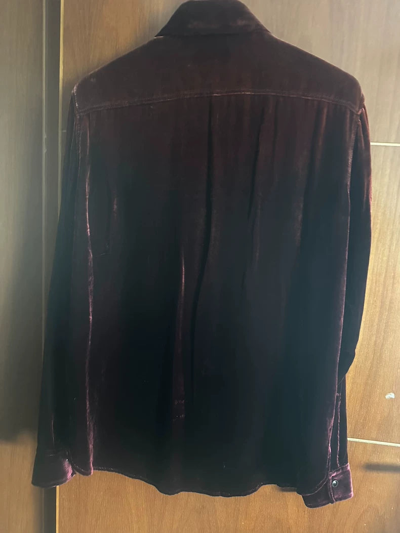 Saint Laurent Red Velvet Western Shirt