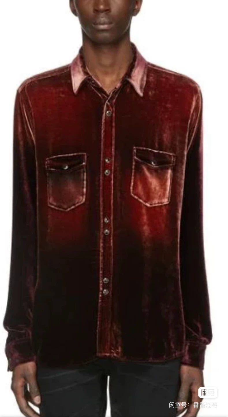 Saint Laurent Red Velvet Western Shirt