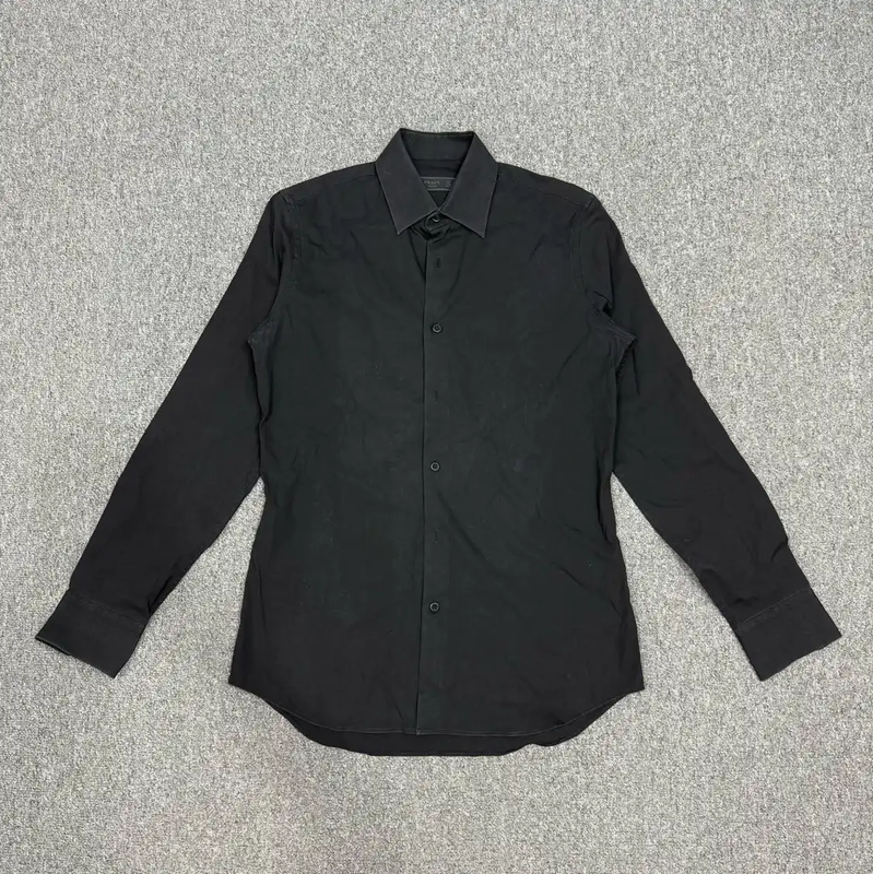 Prada Black Cotton Long Sleeve Men's Shirt