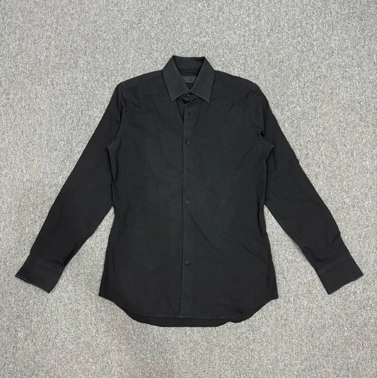 Prada Black Cotton Long Sleeve Men's Shirt