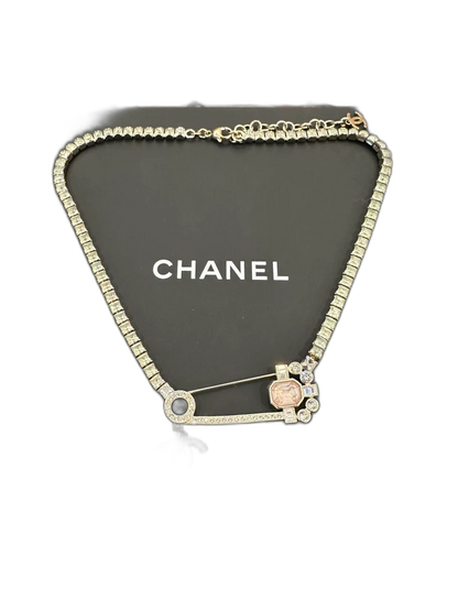 Pink Safety Pin Brooch Necklace