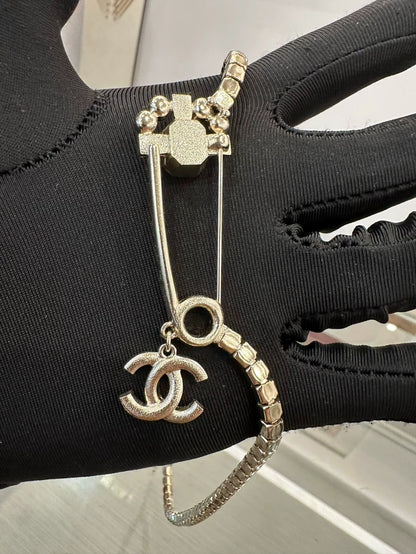 Pink Safety Pin Brooch Necklace