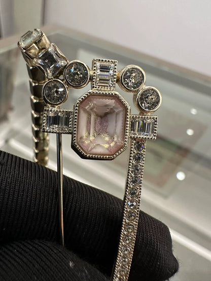 Pink Safety Pin Brooch Necklace