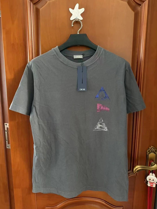 Dior Gray Space Graffiti Short Sleeve Tee-yf