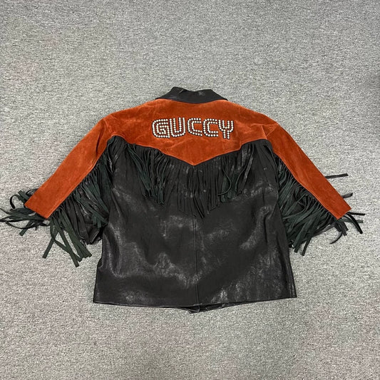 Gucci Vintage Fringe Studded Leather Jacket