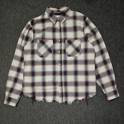 Amiri Plaid Shirt with Fringe Hem-yf