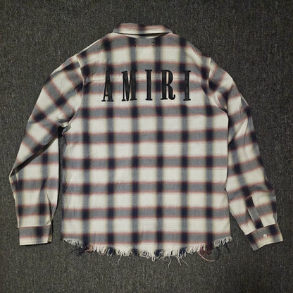 Amiri Plaid Shirt with Fringe Hem-yf
