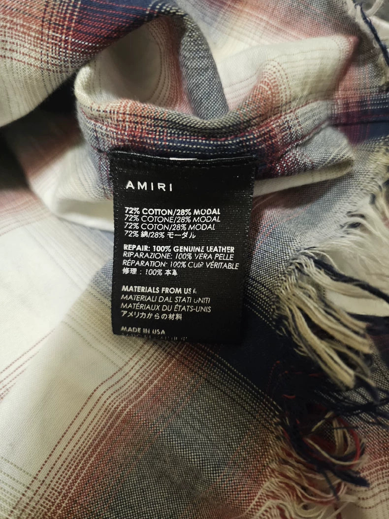 Amiri Plaid Shirt with Fringe Hem-yf