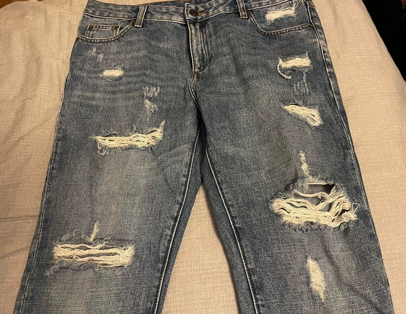 Saint Laurent Distressed Denim Pants for Men