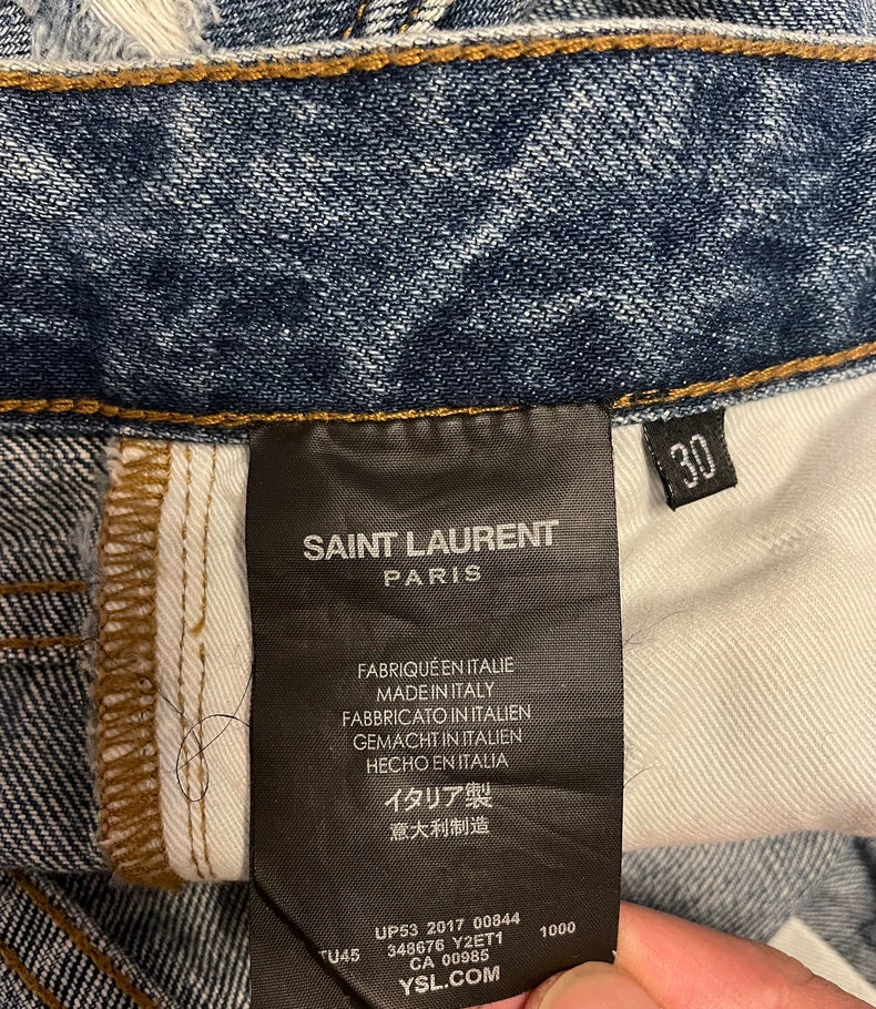 Saint Laurent Distressed Denim Pants for Men