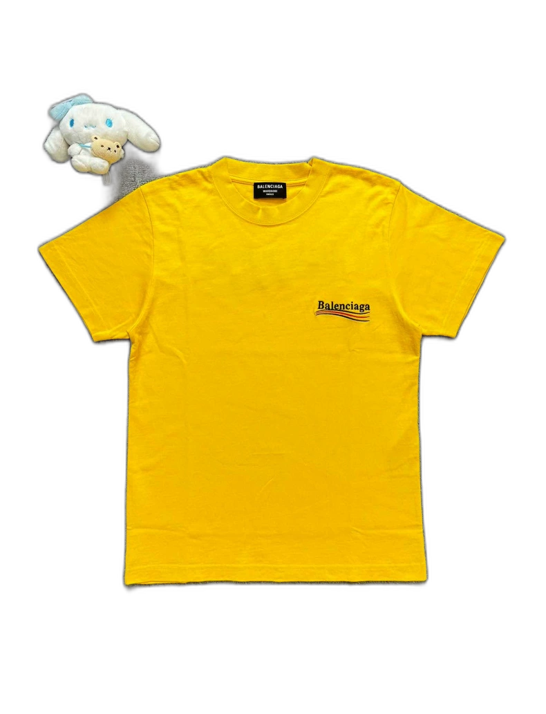 Balenciaga Yellow Embroidered Short Sleeve Shirt