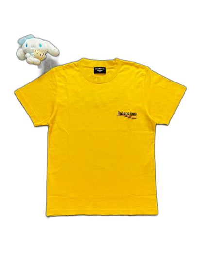 Balenciaga Yellow Embroidered Short Sleeve Shirt
