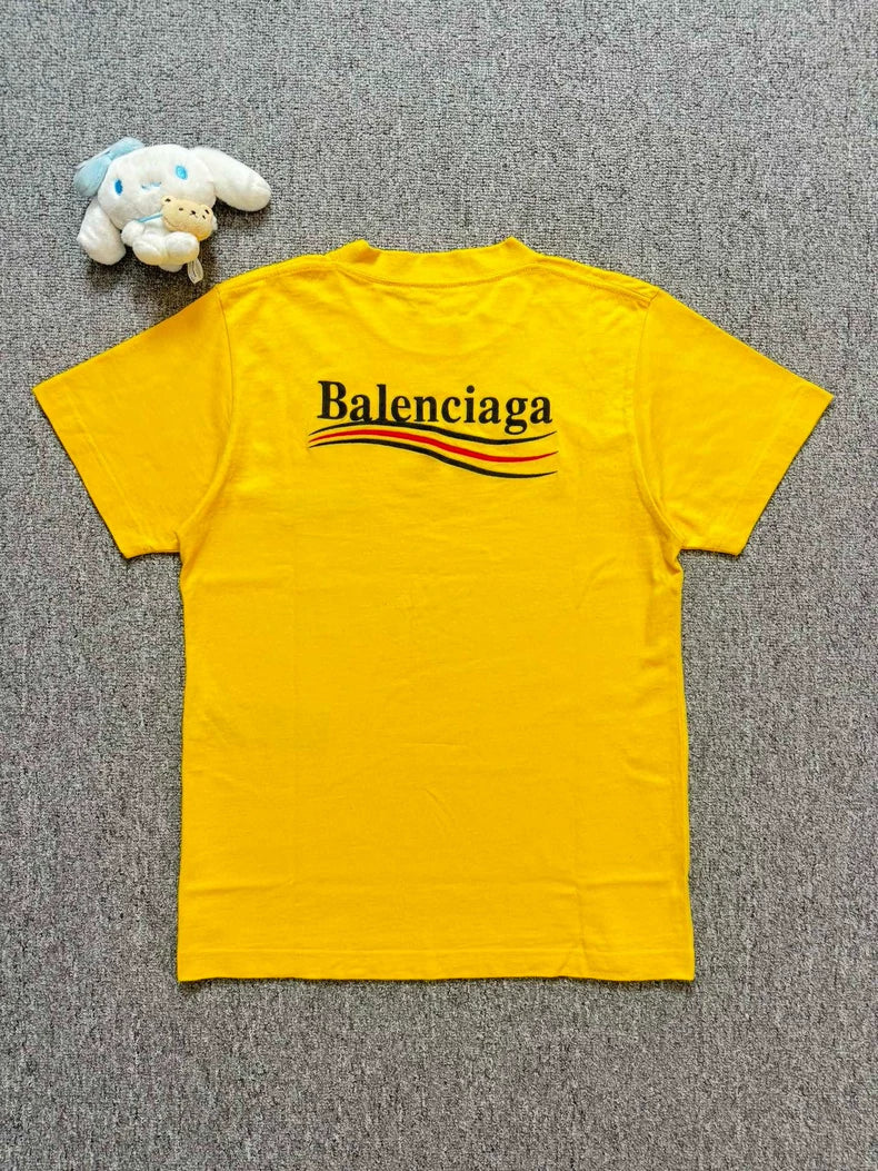 Balenciaga Yellow Embroidered Short Sleeve Shirt