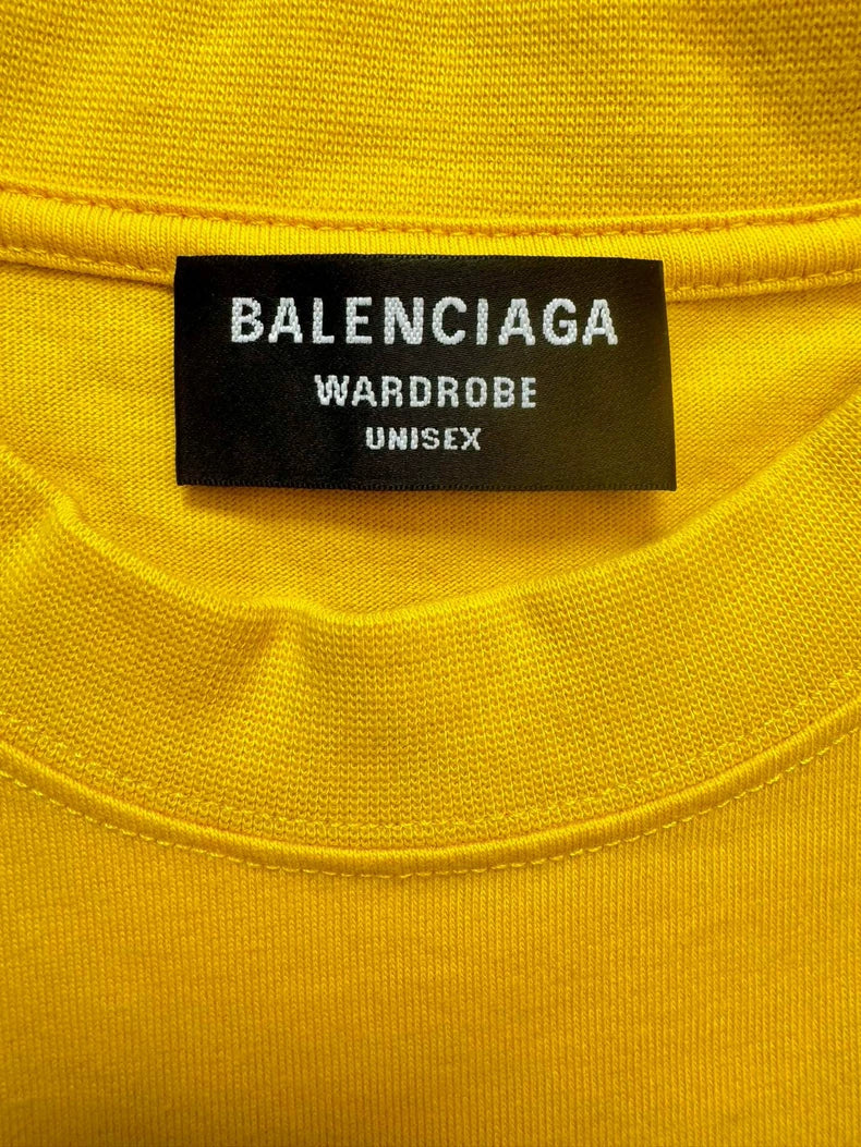 Balenciaga Yellow Embroidered Short Sleeve Shirt