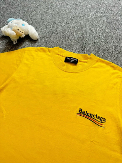 Balenciaga Yellow Embroidered Short Sleeve Shirt