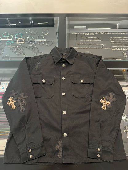 Chrome Hearts Black Leopard Print Work Jacket L-yf