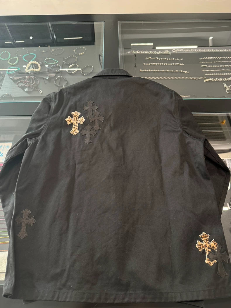 Chrome Hearts Black Leopard Print Work Jacket L-yf
