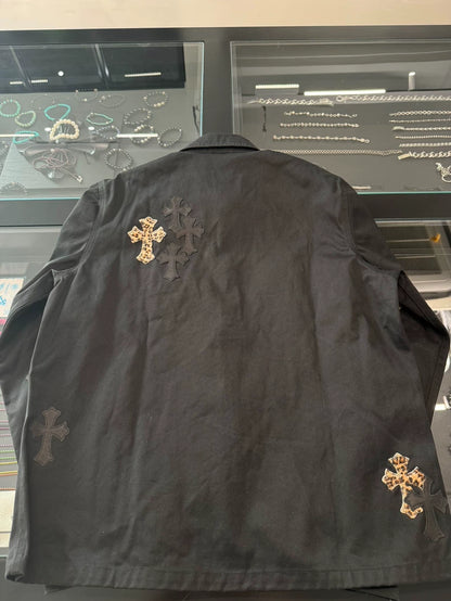 Chrome Hearts Black Leopard Print Work Jacket L-yf