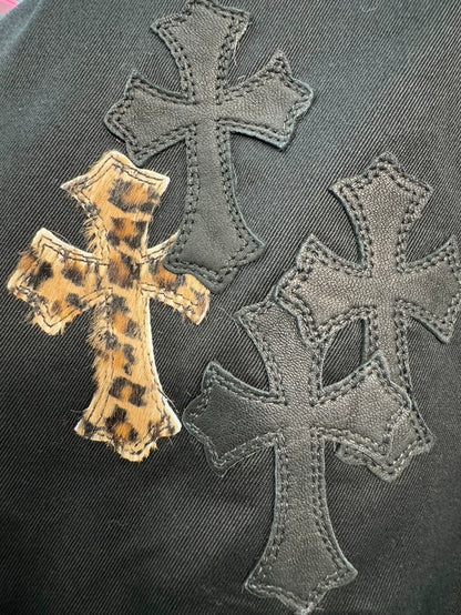 Chrome Hearts Black Leopard Print Work Jacket L-yf