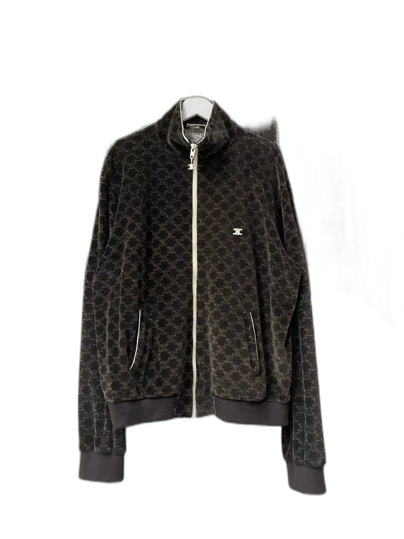 Celine Velvet Monogram Zip Jacket Coat