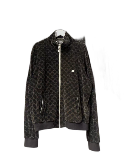 Celine Velvet Monogram Zip Jacket Coat