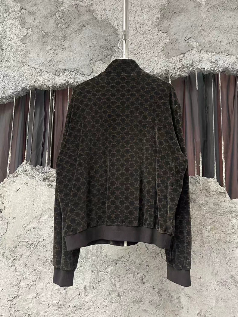 Celine Velvet Monogram Zip Jacket Coat