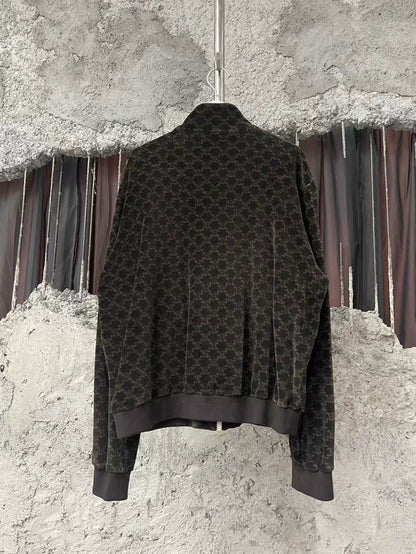Celine Velvet Monogram Zip Jacket Coat