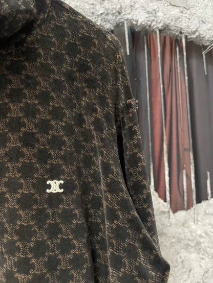 Celine Velvet Monogram Zip Jacket Coat