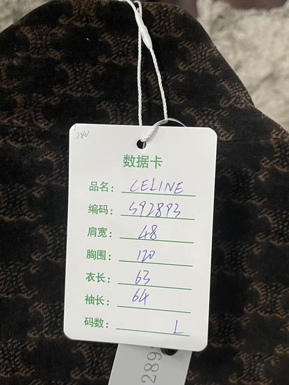 Celine Velvet Monogram Zip Jacket Coat