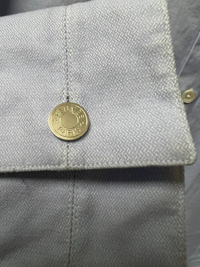 Hermes Men's Light Blue Long Sleeve Shirt