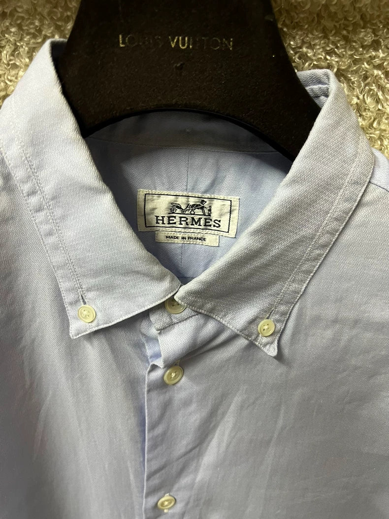 Hermes Men's Light Blue Long Sleeve Shirt