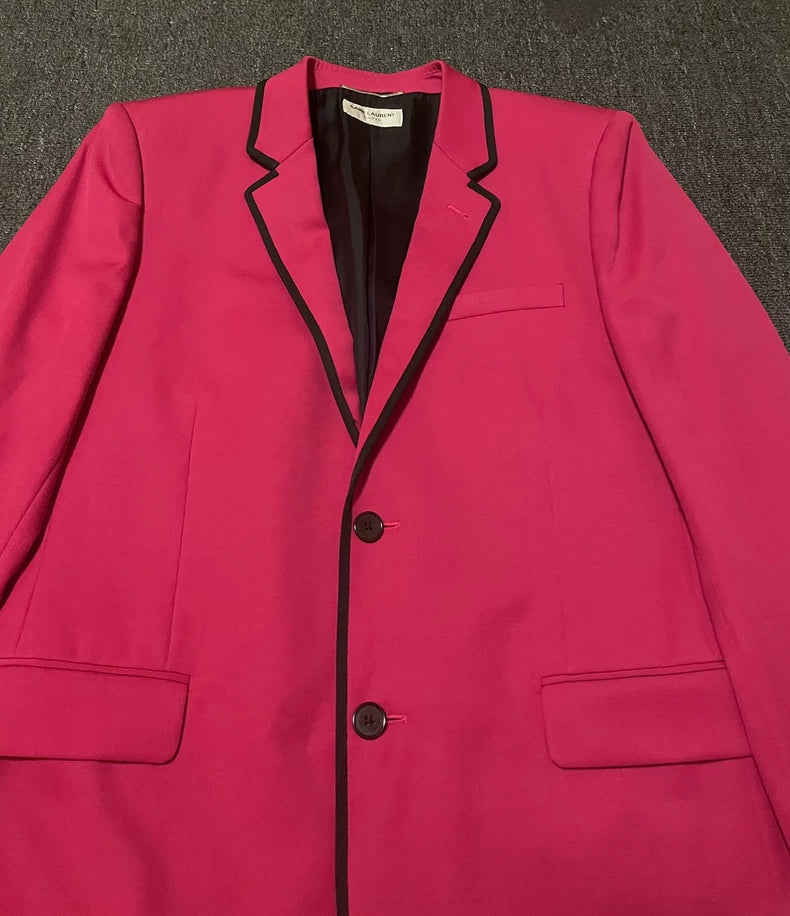 Saint Laurent Pink Wool Blazer Jacket-yf