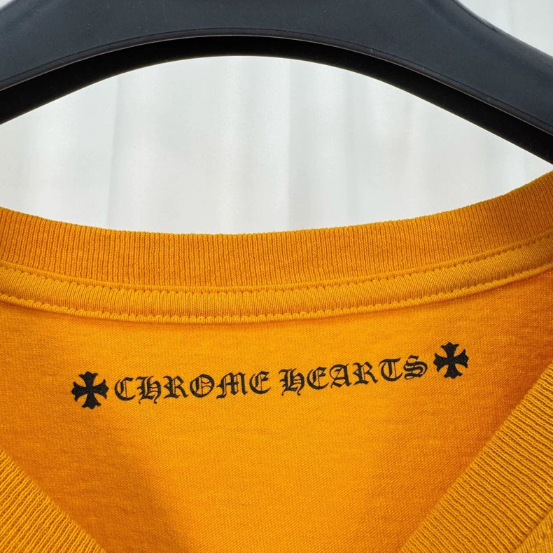 Chrome Hearts Yellow Print Short Sleeve Shirt-yf
