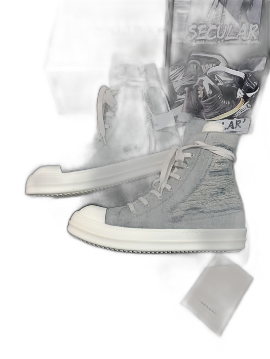 Rick Owens High Top Sneakers with Distressing-yf