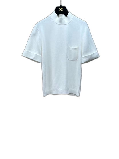 White Knit Short Sleeve Top