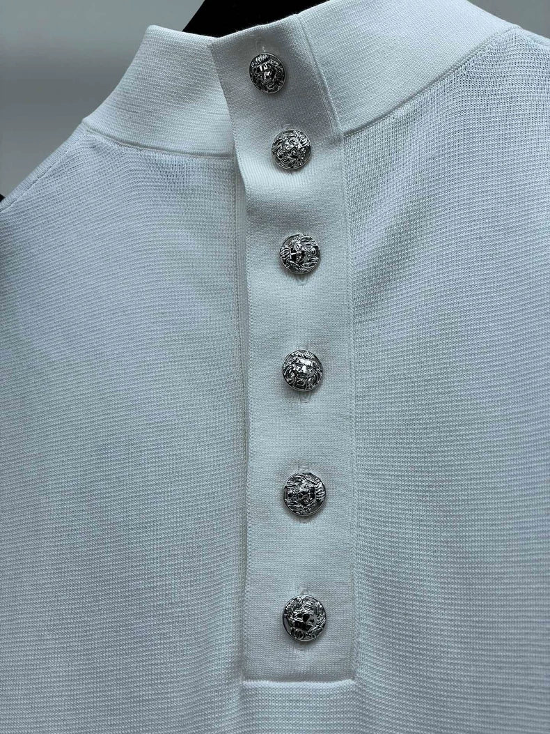 White Knit Short Sleeve Top