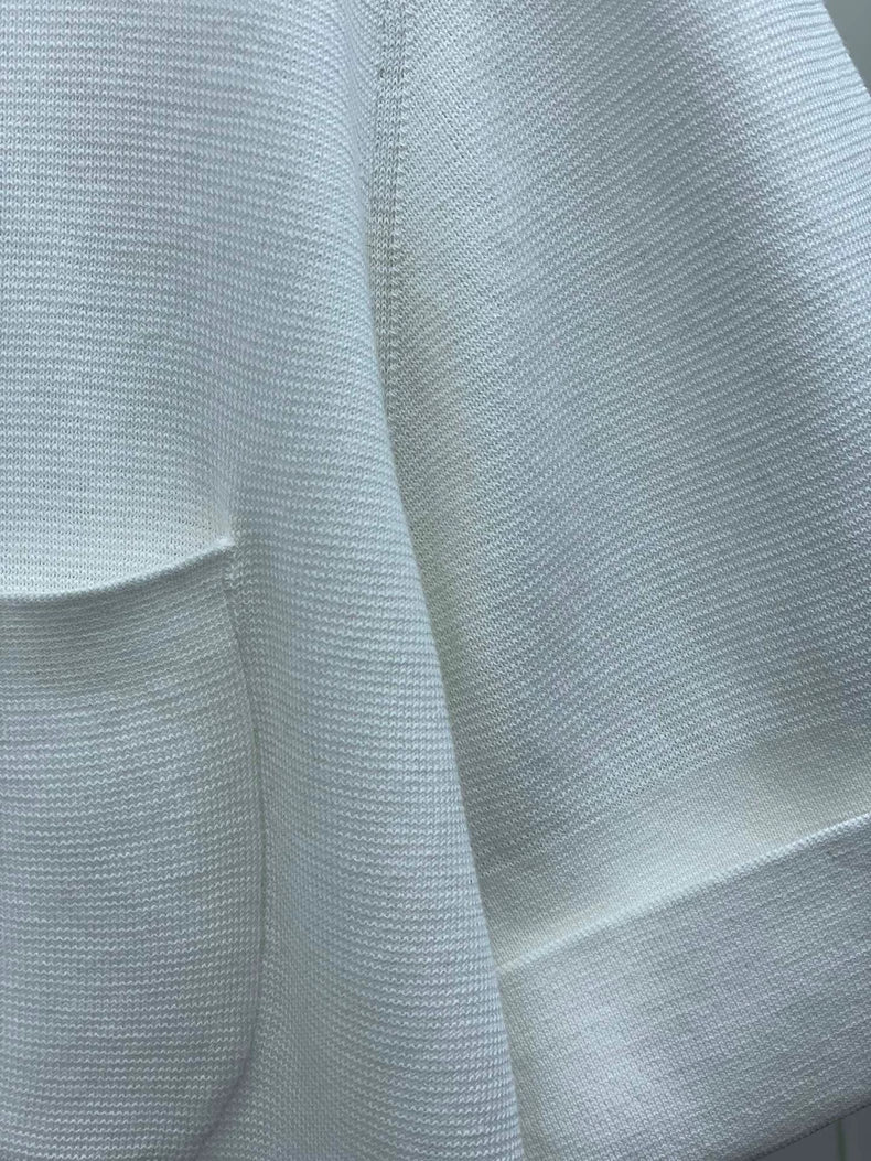 White Knit Short Sleeve Top