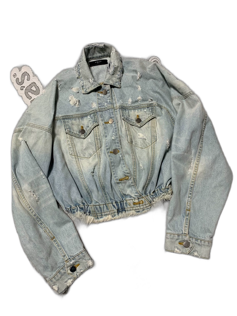 AMIRI Batwing Distressed Denim Jacket
