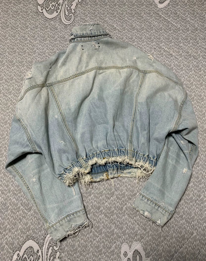 AMIRI Batwing Distressed Denim Jacket