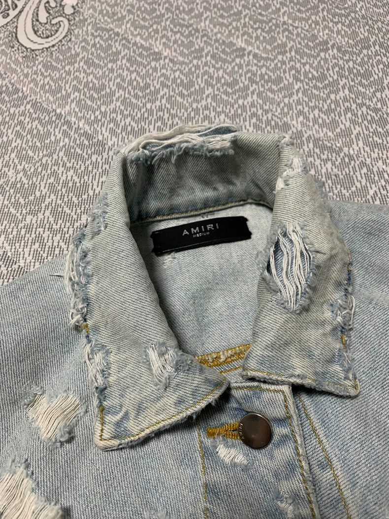 AMIRI Batwing Distressed Denim Jacket