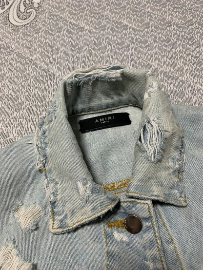 AMIRI Batwing Distressed Denim Jacket