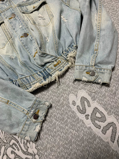 AMIRI Batwing Distressed Denim Jacket