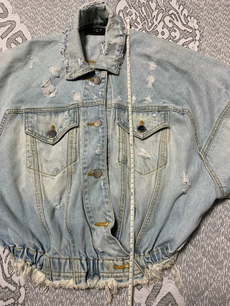 AMIRI Batwing Distressed Denim Jacket