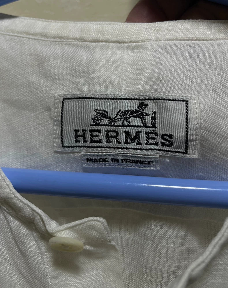 Hermes Men's Linen Long Sleeve Shirt